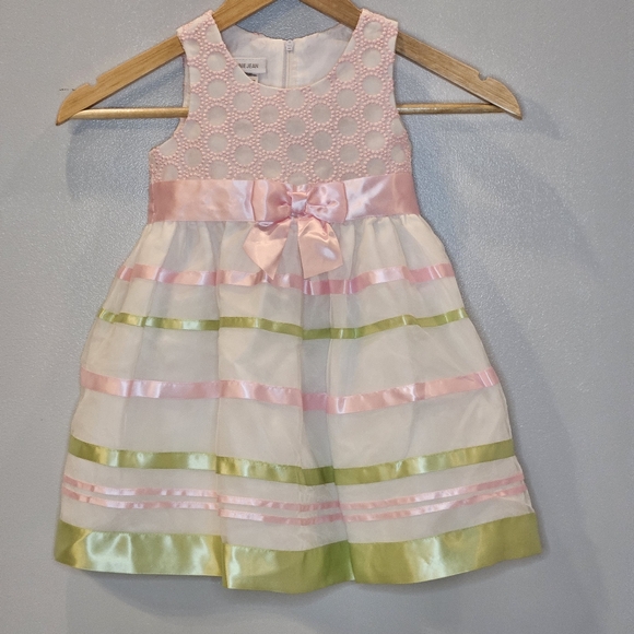 Bonnie Jean Satin Ribbon Dress Pink & Green Size 2T - Picture 7 of 15